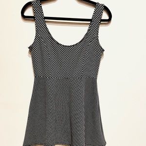 Black and white polkadot mini dress
